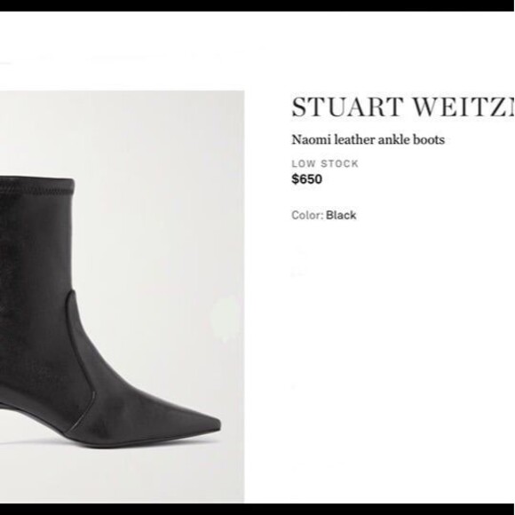 NEW…STUART WIETZMAN…BLACK LEATHER ANKLE BOOT…3” IN HEELS…WMN SIZE 9.5....VINTAGE - Picture 6 of 8